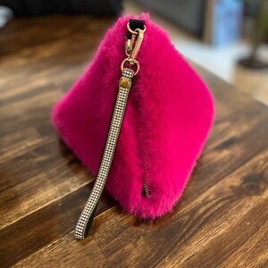 Vibrant Pink Faux Fur Wristlet